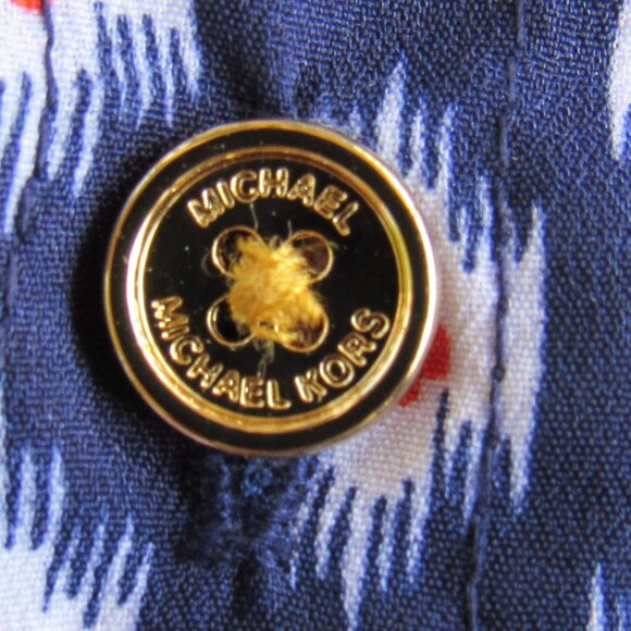 Michael Kors Ikat Print Long Sleeve Button-Up Front Short Jumpsuit Romper Size M - Picture 7 of 13